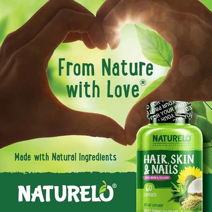 NATURELO Hair, Skin and Nails Vitamins 5000 mcg 60 Capsules