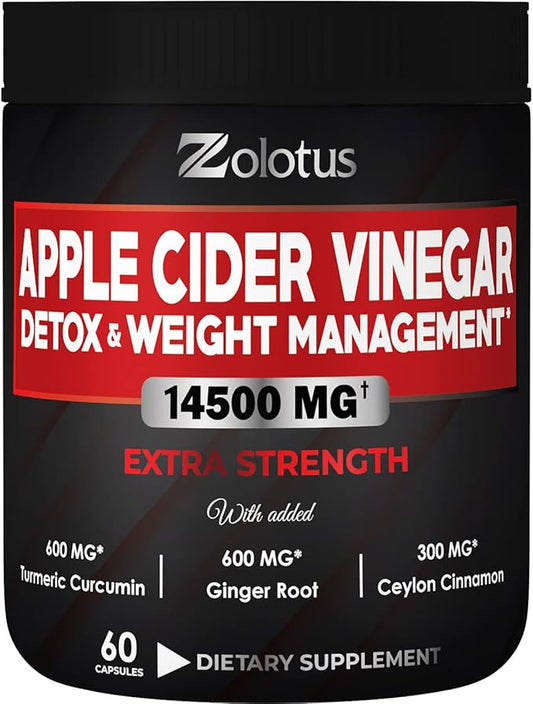 Zolotus 14x Strength Apple Cider Vinegar 14500mg, with (60 Caps)
