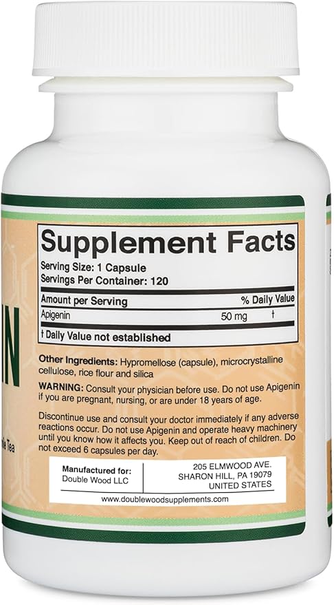 Apigenin Supplement - 50mg per Capsule, 120 Count