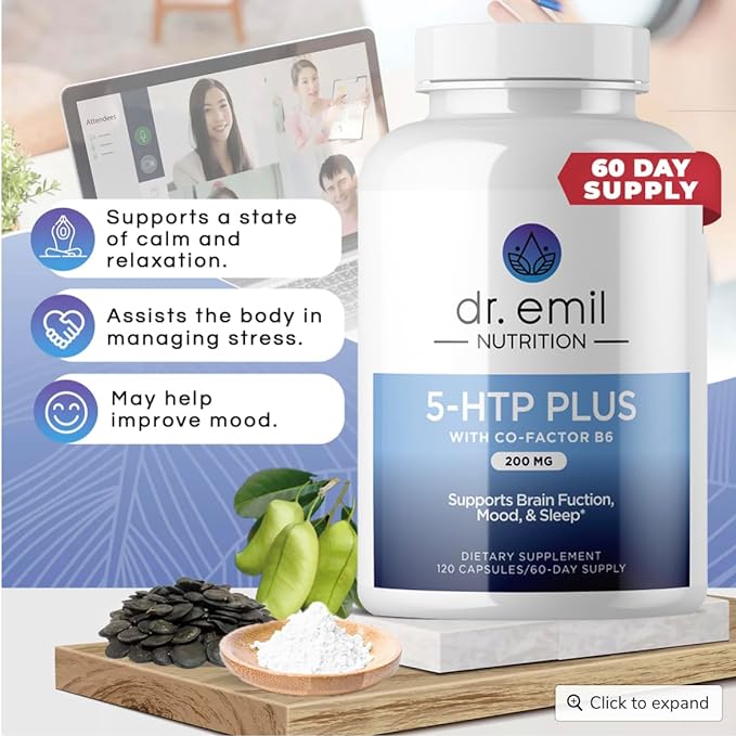 DR. EMIL NUTRITION 200 MG 5-HTP 5HTP Supplement B6-120 Vegan 60 Servings