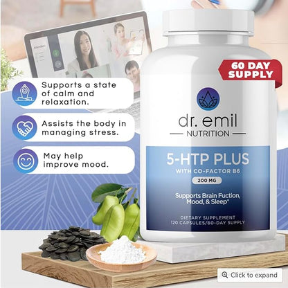 DR. EMIL NUTRITION 200 MG 5-HTP 5HTP Supplement B6-120 Vegan 60 Servings