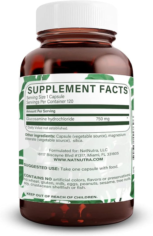 Natural Nutra Vegan and Vegetarian Glucosamine 750mg, 120 120 Capsules