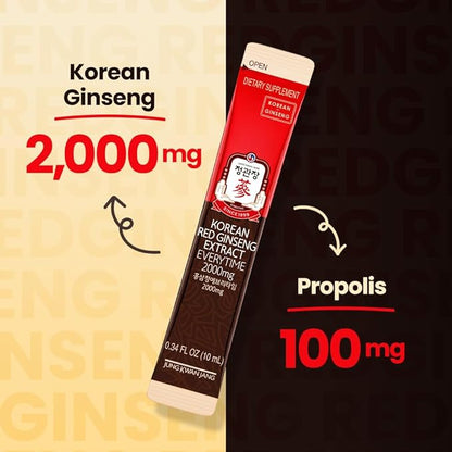 JungKwanJang Ginseng Everytime Extract Stick 2000mg, Brain 10 Count