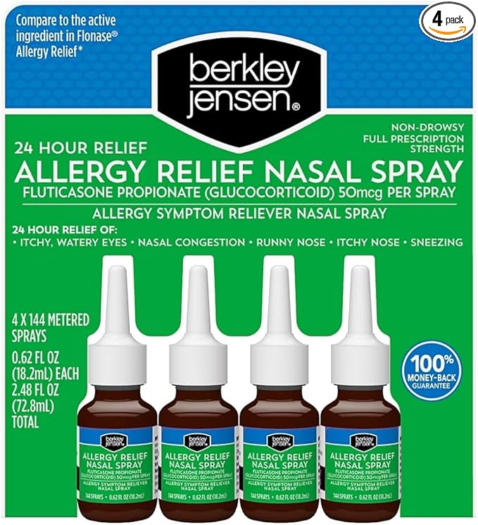 berkley jensen 24-Hour Allergy Relief Nasal 50 mcg, 4 Bottles 144 Metered 0.62 Fl