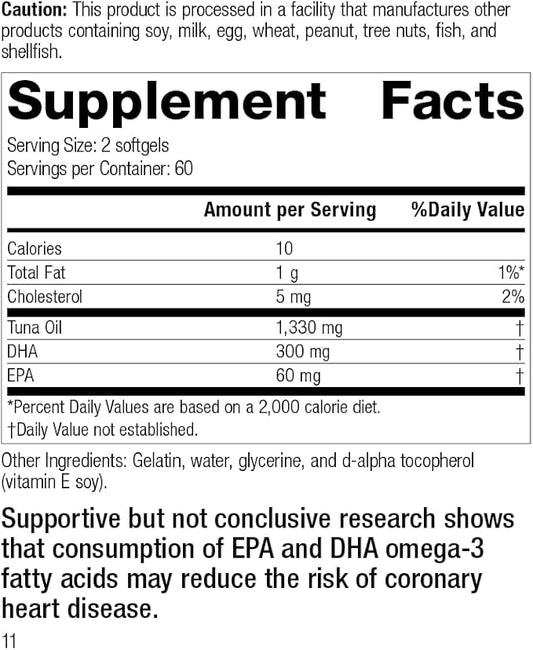 Standard Process Tuna Omega-3 Oil EPA 120 Softgels