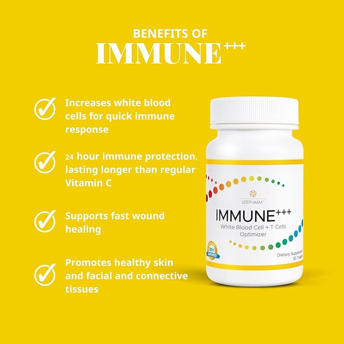 IMMUNE+++ Vital Essentials Vitamin C Supplement 500mg - 3 Powerful 30 Tablets