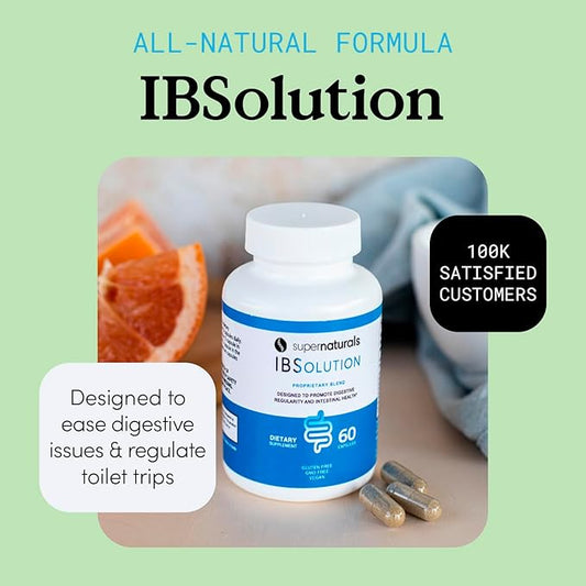 IBSolution - Digestive Health Supplement, Gas, Bloating, Diarrhea, Constipation Relief, Abdominal Pain, With Psyllium, Promote Regularity, Supports Gut Health, Made in USA - 60 Vegan Capsules, 2-Pack
