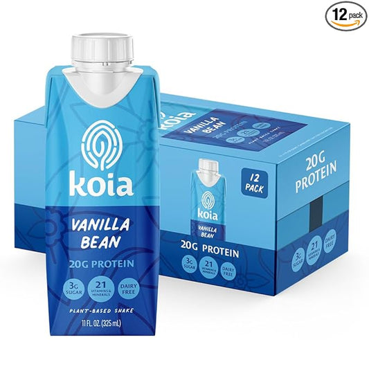 Koia - Plant Based Protein Shake 20g Protein, 3g Sugar, 6g Prebiotic 21 Vitamins 11 fl 12 Bottles