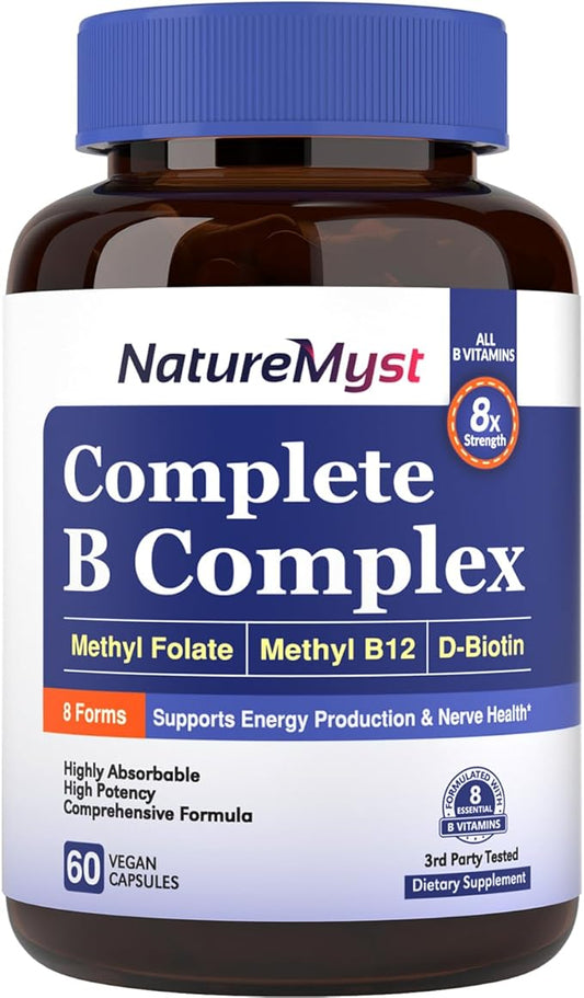 Complete B Complex, All 8 B B12, Methyl P-5-P, Highly 60 Vegan