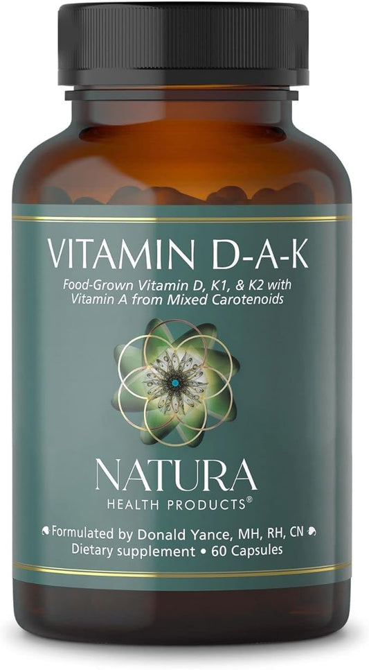 Natura Health Products Vitamin D-A-K Supplement D3 5000 5000 IU, K2 50 50 mcg, K1 550 550 mcg, 1000 IU, (60 Capsules)