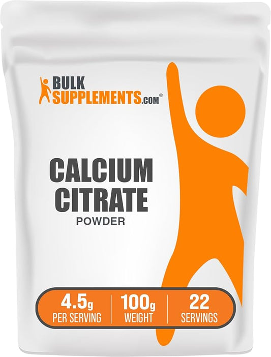 BulkSupplements.com Calcium Citrate Powder - Calcium Citrate Supplement, Calcium Citrate 1000mg - Gluten Free, 4500mg (1000mg Calcium) per Serving, 100g (3.5 oz) (Pack of 1)