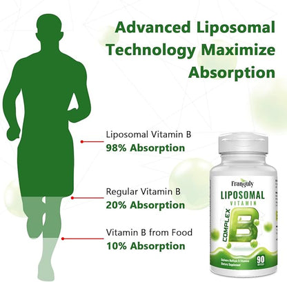 Active B Complex Liposomal B Vitamins with Choline Inositol, 90 Softgels B1, B2, B3, B5, B6, Biotin, Folate, B12 Methylcobalamin- Immune, Energy, Brain and Heart Support-2 Bottles