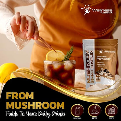Mushroom Powder, 25 in 1 Mushrooms 2000mg - 25 Superfood 120 Servings