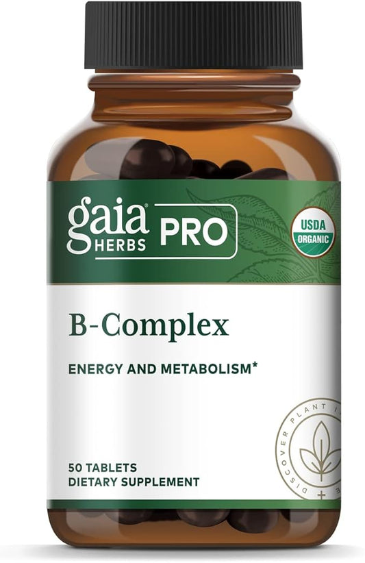 Gaia Herbs Pro Organic B-Complex B12, Vitamin B6, Niacin, 50 Vegan (25 Servings)
