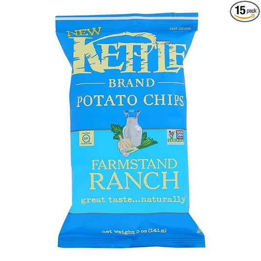 Kettle Farmstand Ranch Potato Chips, Non GMO, 5 Ounces (Pack Of 15)