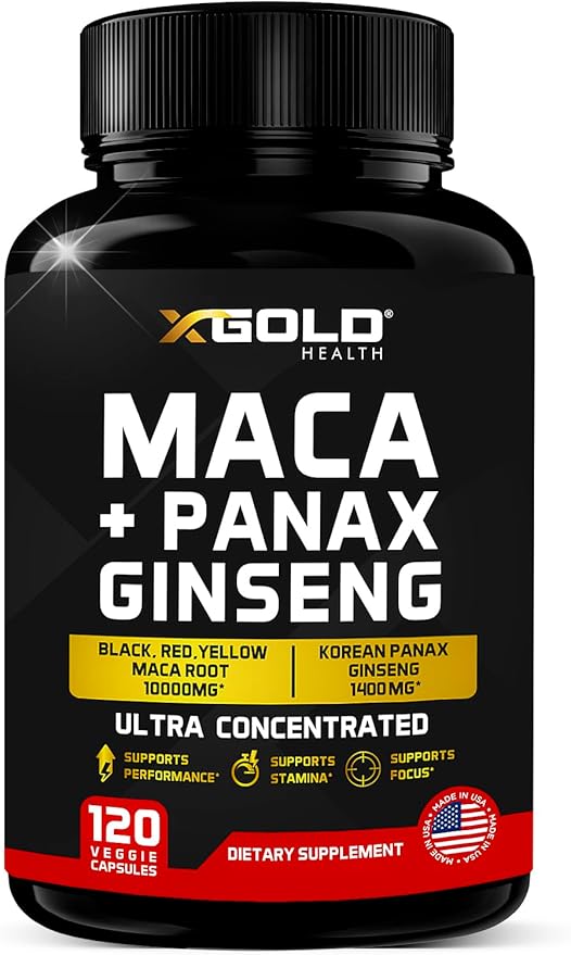 Maca Root Capsules 10,000mg + Korean 1,400mg - 20x Concentrated 10x Concentrated