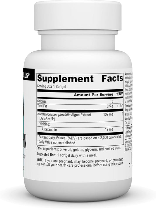 Source Naturals Astaxanthin, Antioxidant Carotenoid, 12mg 30 Softgels