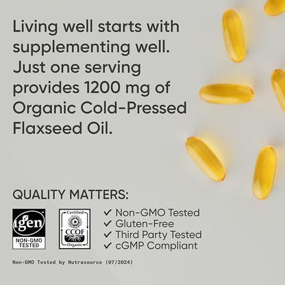 Sports Research Extra Strength Flaxseed Oil 1242mg - Omega-3 Fish (200 Count)