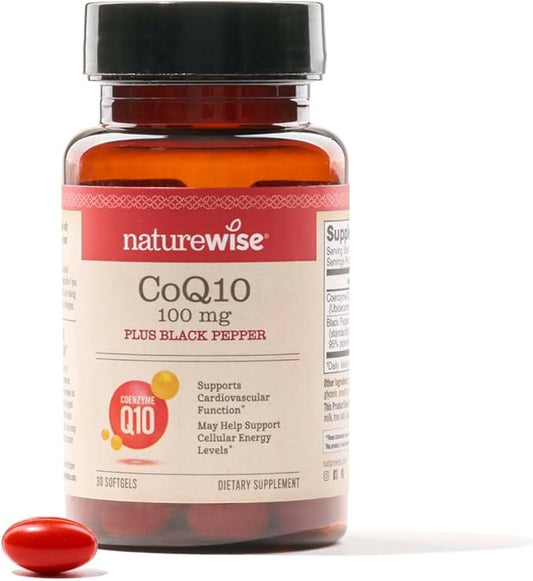 NatureWise CoQ10 100mg Softgels, High Absorption CoQ10 with 30 Softgels[1-Month Softgels[1-Month Supply]