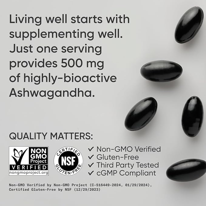 Sports Research® Ashwagandha Softgels with Coconut MCT Oil - Natural Adaptogen Made with Shoden® Ashwa for Relaxation, Calm & Sleep Support - Gluten Free & Vegan Friendly - 60 Count