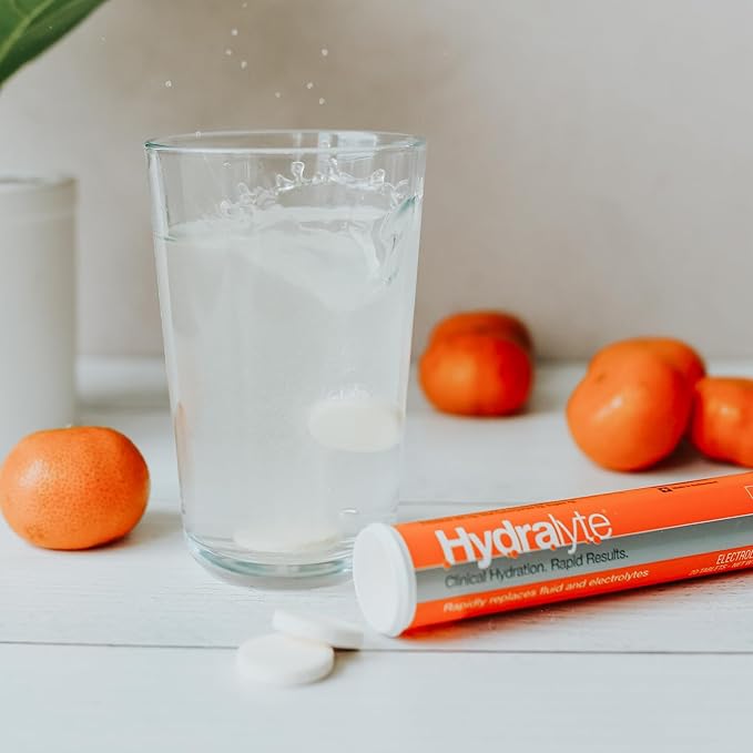 Hydralyte Electrolyte Tablets | 40 Orange Electrolytes | Airplane Travel Essential for Rapid Rehydration | Hydration Tablets - Instant Dissolve Electrolytes (20 Servings, 2 Tablets Per Serve)