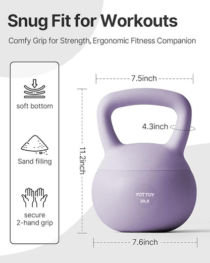 YOTTOY Soft Kettlebell,Kettlebell Anti-Slip Grip Weight for Home Workouts, Kettlebells Set Strength and Safety Guaranteed