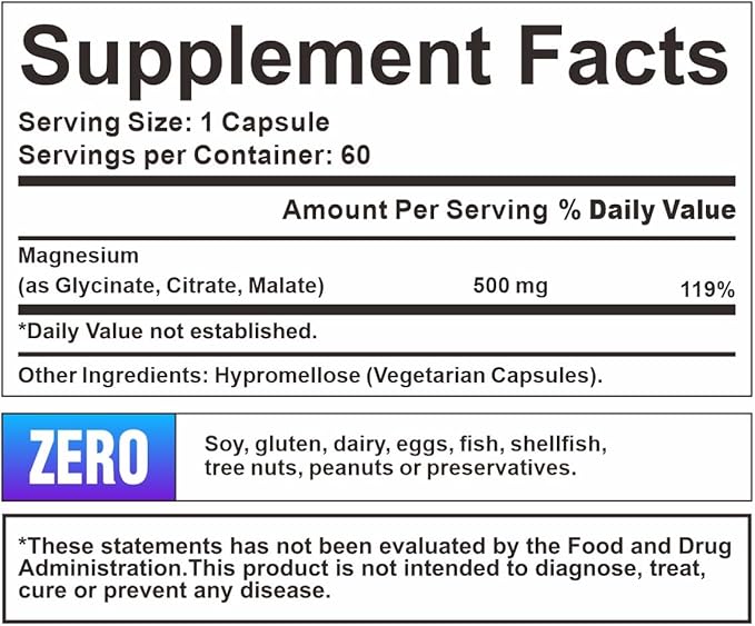Crown Elite Premium High Absorption Magnesium 500mg, 2 2 Month
