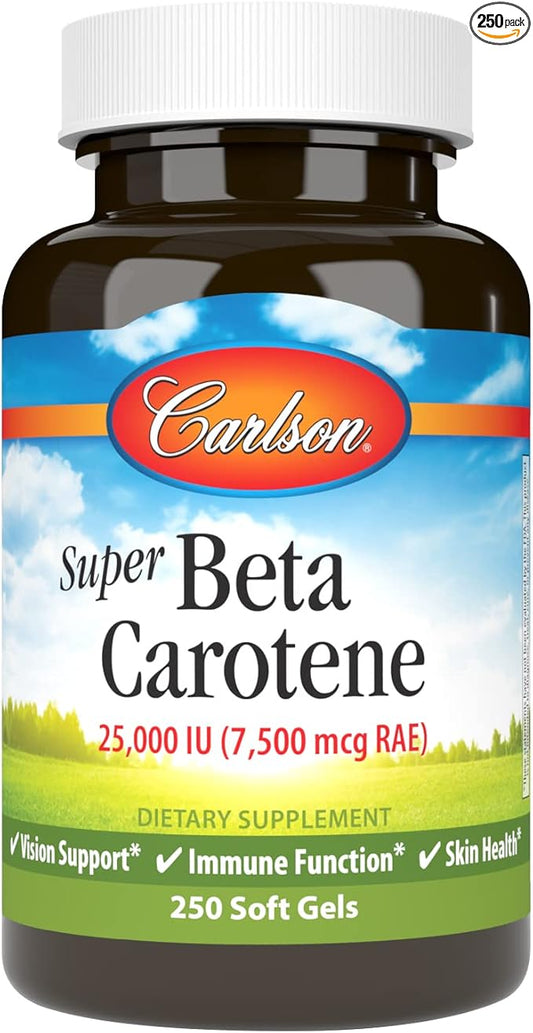 Carlson - Super Beta Carotene, 25000 (15 mg), 250 Softgels
