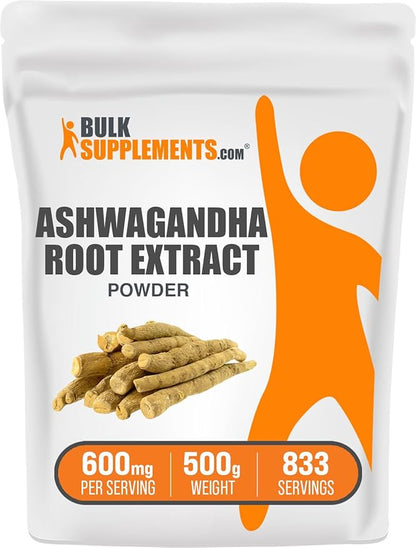 BulkSupplements.com Ashwagandha Root Extract Powder 600mg per 500g (1.1 (1.1 lbs) 1)
