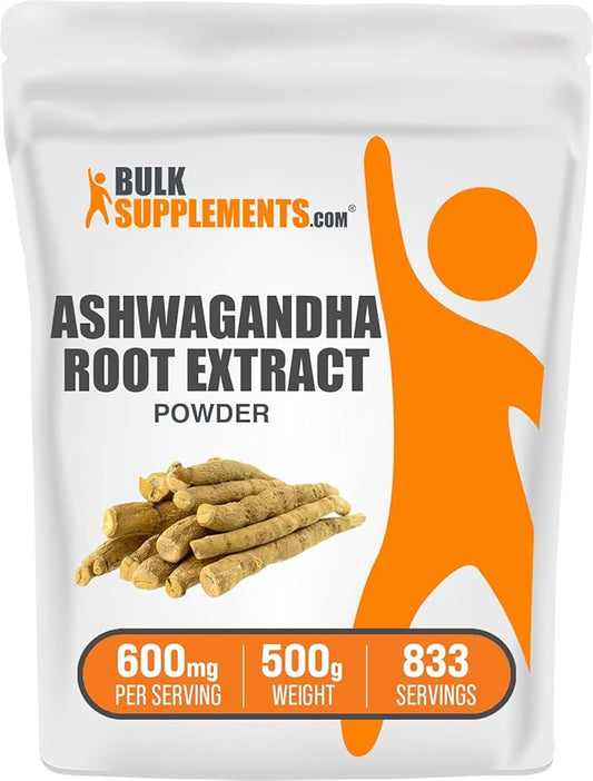 BulkSupplements.com Ashwagandha Root Extract Powder 600mg per 500g (1.1 (1.1 lbs) 1)