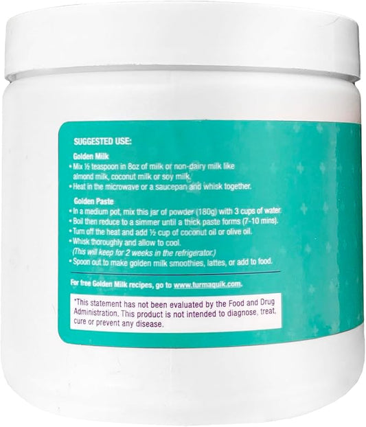 Turmaquik Organic Golden Milk Turmeric Powder, Immune Support + Superfood Blend of Ginger, Black Pepper, Curcumin, Cinnamon, Cardamom + Vitamins C, D, B6, B12, Zinc (3.2 Ounce)