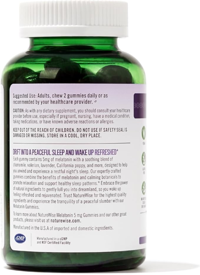 NatureWise Melatonin Gummies 5mg + 60 Gummies[1-Month Gummies[1-Month Supply]