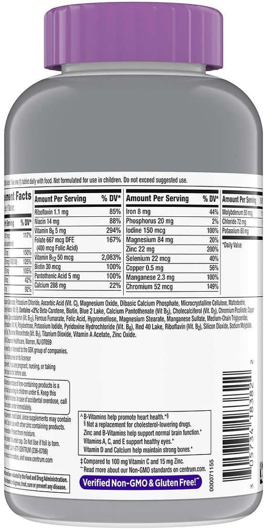 Bravo EXPRESSCentrum Silver Women 50+ 50 Plus Multivitamin, MultivitaminS, 275 Tablets, with Bravo Express Sticker