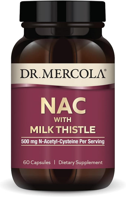 Dr. Mercola NAC with Milk Thistle, 30 Servings (60 Capsules), 500 mg