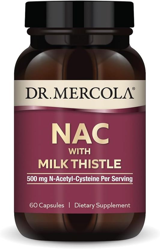 Dr. Mercola NAC with Milk Thistle, 30 Servings (60 Capsules), 500 mg
