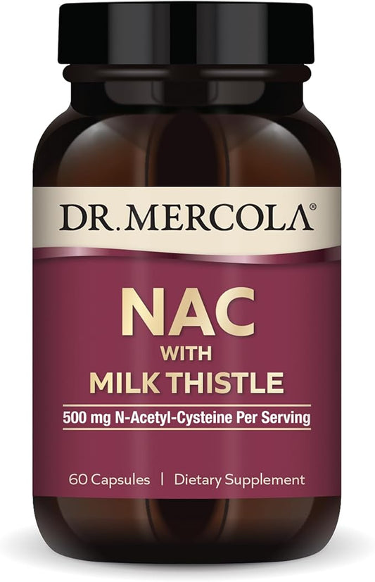 Dr. Mercola NAC with Milk Thistle, 30 Servings (60 Capsules), 500 mg