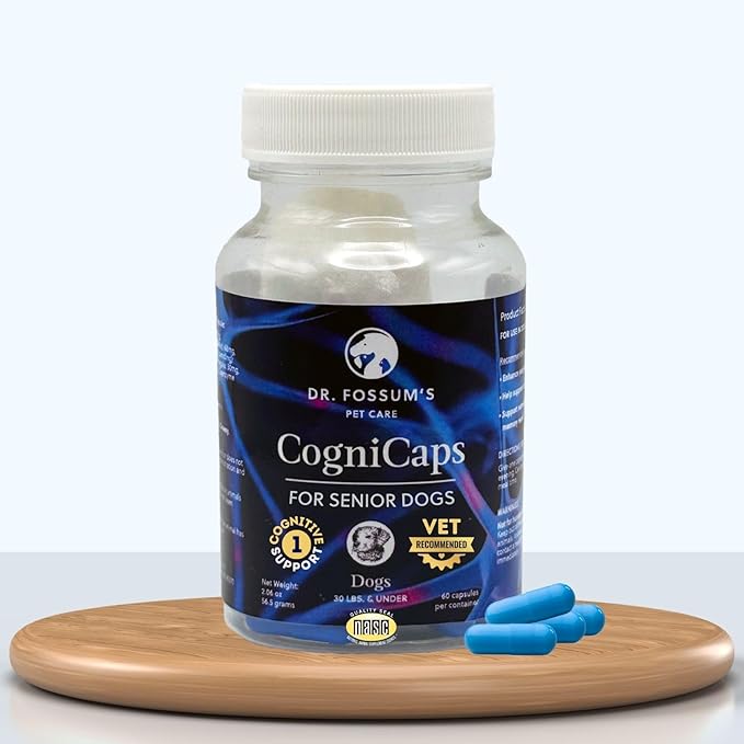Dr. Fossum's CogniCaps Dog Cognitive Supplement – Multivitamin for Dogs Brain Health with SAM-e, Coenzyme Q10, Polygala, Curcumin – Senior Dog Supplements for Cognitive Support
