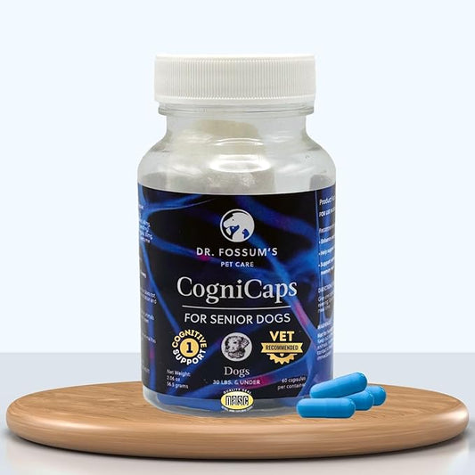 Dr. Fossum's CogniCaps Dog Cognitive Supplement – Multivitamin for Dogs Brain Health with SAM-e, Coenzyme Q10, Polygala, Curcumin – Senior Dog Supplements for Cognitive Support