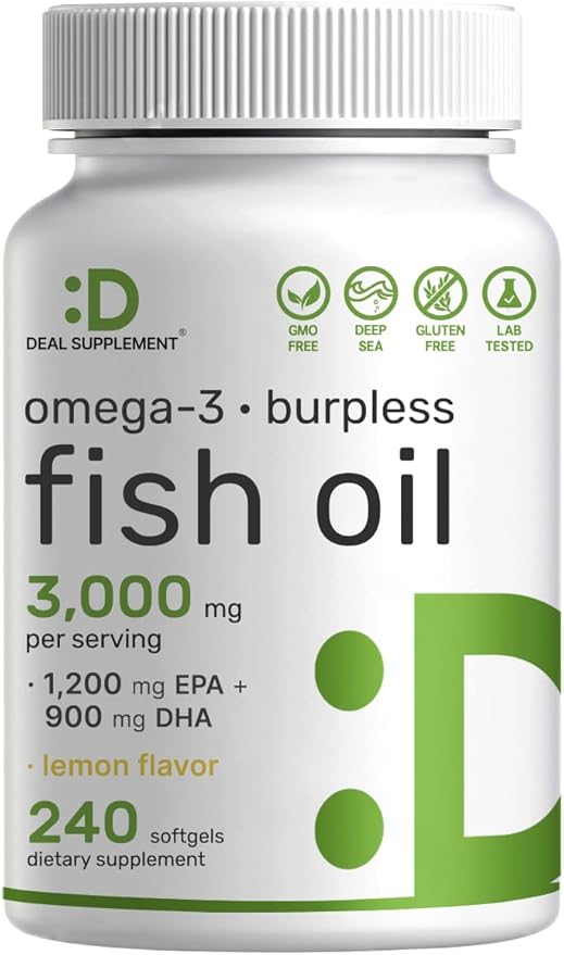 DEAL SUPPLEMENT Omega 3 Fish Oil 3,000mg Per 240 Softgels 1,200mg + 900mg –