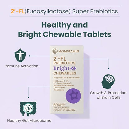 MOMSTAMIN 2'-FL Prebiotics Bright Chewable Tablet 2 Fucosyllactose 60 Tablets
