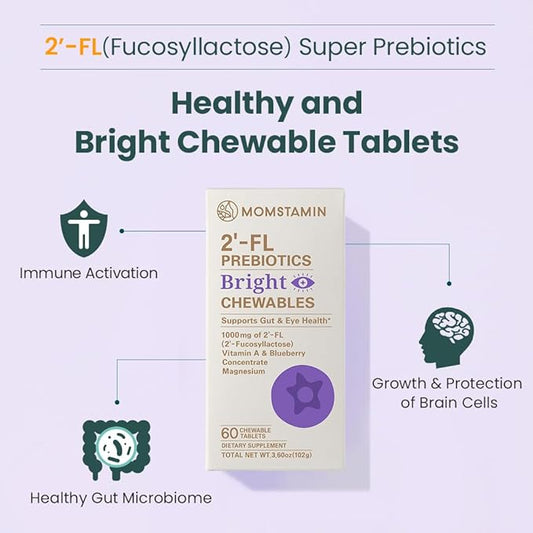 MOMSTAMIN 2'-FL Prebiotics Bright Chewable Tablet 2 Fucosyllactose 60 Tablets