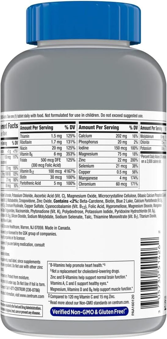 WW Centrum Silver Men's Multivitamin for Men 50 Plus 275 Tablets, Multivitamin/Multimineral Supplement with Vitamin D3, B Vitamins + 7-Day Travel Pill Organizer