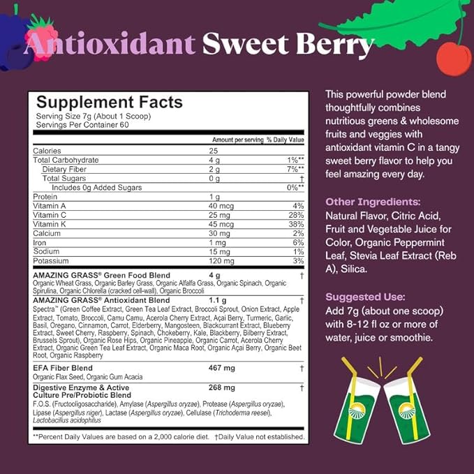 Amazing Grass Greens Superfood Antioxidant: Greens 60 Servings