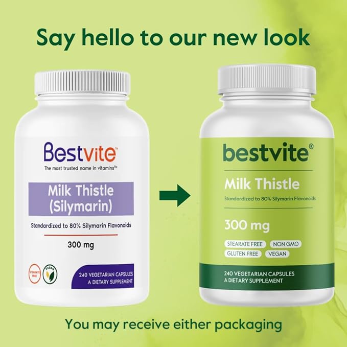 BESTVITE Milk Thistle 300mg (240 Vegetarian Capsules) 80% Silymarin