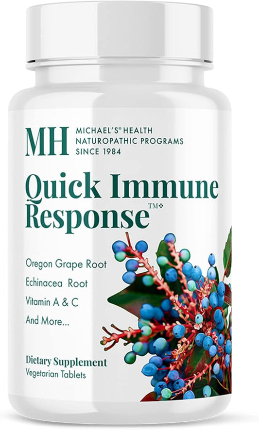 Michael's Health Naturopathic Programs Quick Immune Response - 60 Vegetarian Tablets - Immune System Support - with Vitamin A, Vitamin C & Zinc - 20 Servings