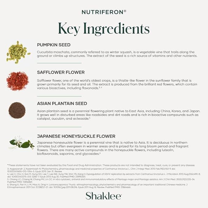 Shaklee - NutriFeron® Immune-Boosting Botanical Blend - Developed by Renowned Immunologist - Promotes Healthy Immune Function with Interferon-Boosting Ingredients - Contains Zinc - 60 Caplets