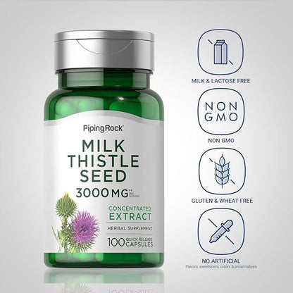Piping Rock Milk Thistle Supplement 3000mg 100 Capsules