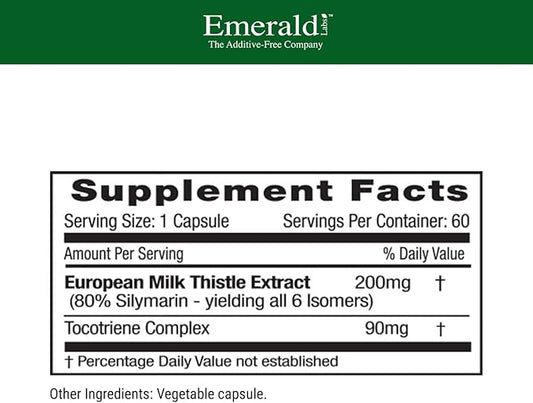 EMERALD LABS European Milk Thistle 60 Vegetable 60-Day Supply)