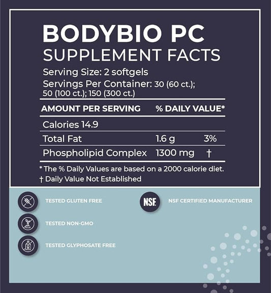 BodyBio Phosphatidylcholine 60 Softgels