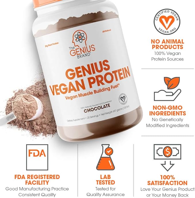 Genius Vegan Protein Powder, Chocolate